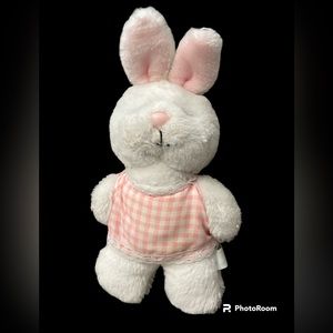 Vintage 1982 Wallace Berrie Betsy Bunny Plush  Pink Gingham Dress  8”